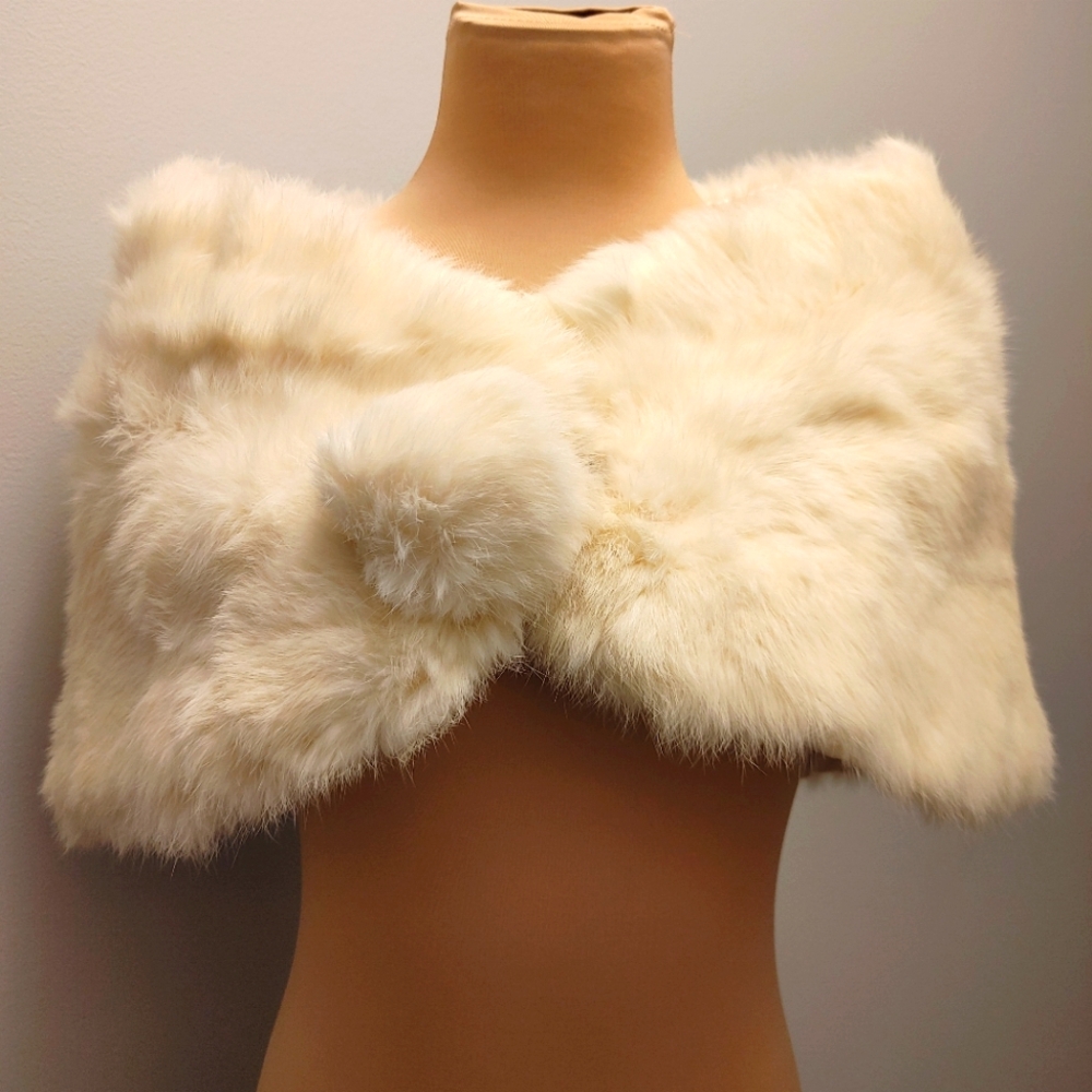 Vintage Rabbit Cream Fur Wrap